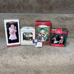 Hallmark lot of 5 Christmas ornament Toy shop serenade Currier & Ives spoon elf