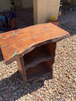 Mesquite and Turquoise End Table