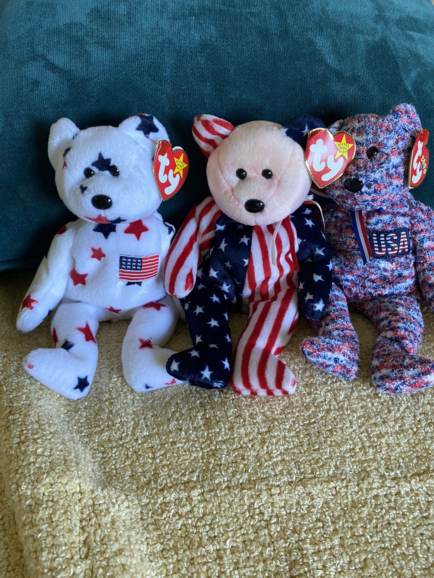  Lot of 3 Beanie Babies USA 2000, Spangle 1999 and Glory 1997.