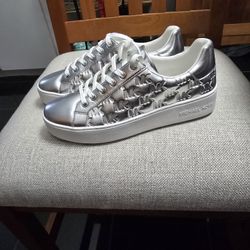 Michael Kors Silver Tennis Shoes Never Worn Size 9