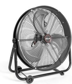 24" Industrial Shop Fan High-Velocity Flow Drum Fan Floor Fan Rolling Drum Garage Tilt 3 Adjustable Speed Commercial, Gym, Garage Use, Black
New