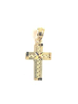 Beautiful design cross religious pendant 14K REAL YELLOW GOLD.