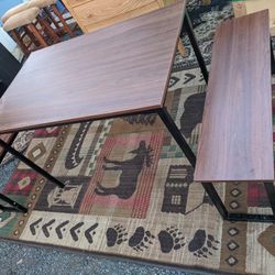 Wood Table With Stool Seating
