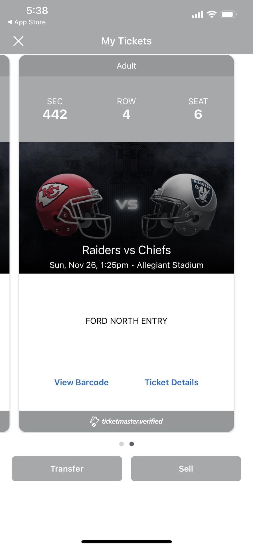 Raiders Vs Chiefs 2 Tickets for Sale in Las Vegas, NV - OfferUp
