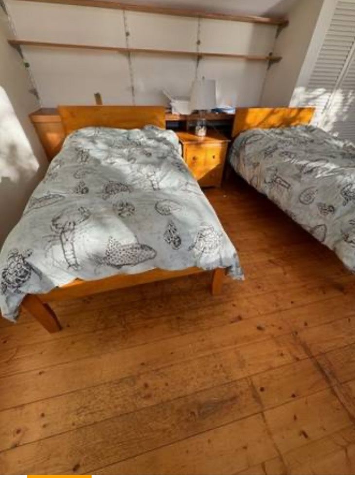 Two Solid Wood Twin Beds