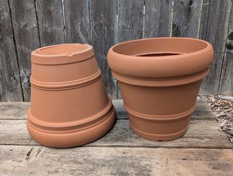 Large outdoor plastic pot with drainage holes