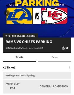 Parking Pass:  Los Angeles Rams versus Kansas City Chiefs