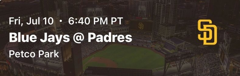 Blue Jays vs Padres Friday 10th