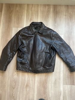 Vintage Roundtree & Yorke Genuine Leather Jacket Men’s M Brown Bomber Moto