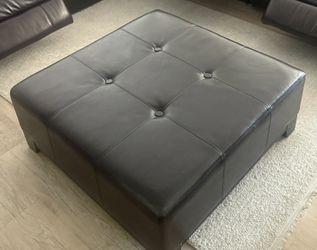 Dark Brown Faux Leather Ottoman