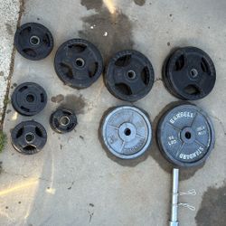Weights , Olympic Bar, Bench And Rack