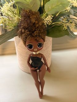L.O.L. Surprise! Brown Curly Hair Doll with Black Sparkle Outfit and Gold Choker
