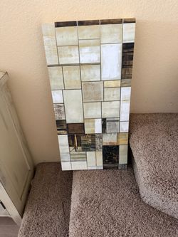Modern Geometric Grid Abstract Canvas Wall Art - Vertical (Like New)