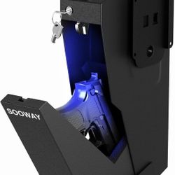 Gun Safe, Mounted Biometric Pistol Safe Drop Down Gun Lock Box for Handgun