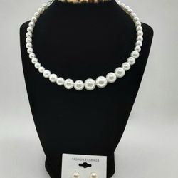 Pearl Necklace W/ Earrings 