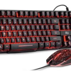 Gaming Keyboard and Mouse Set, 3-LED Backlit Mechanical Feel Business Office Keyboard Colorful Breathing Backlit Gaming Mouse for Working or Primer Ga