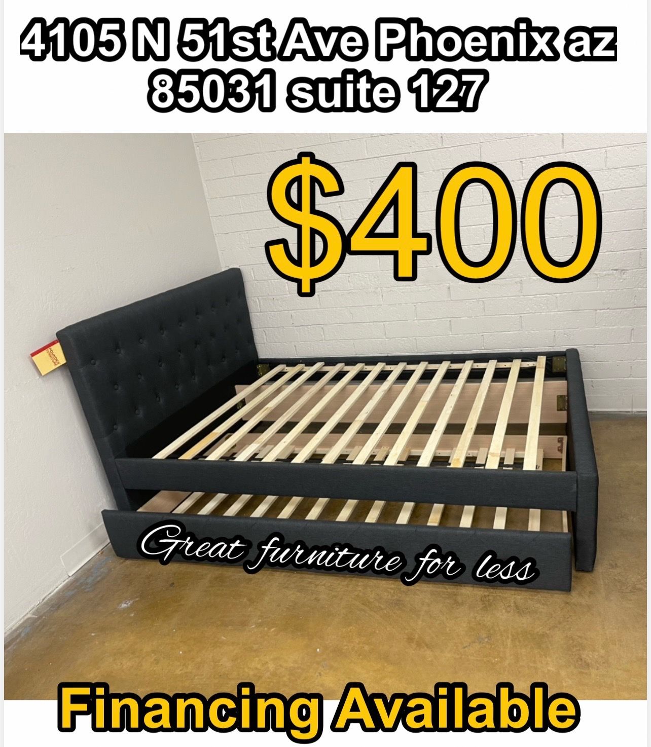 Trundle bed full over twin brand new
