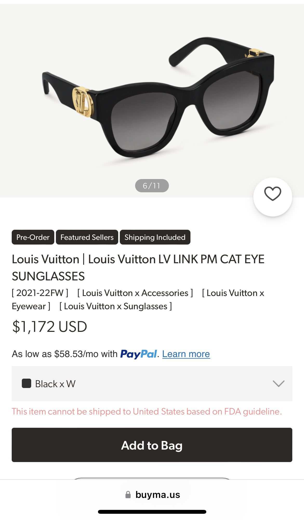 Louis Vuitton  Louis Vuitton LV LINK PM CAT EYE SUNGLASSES for