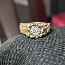 Diamond 14k Gold Nugget Ring
