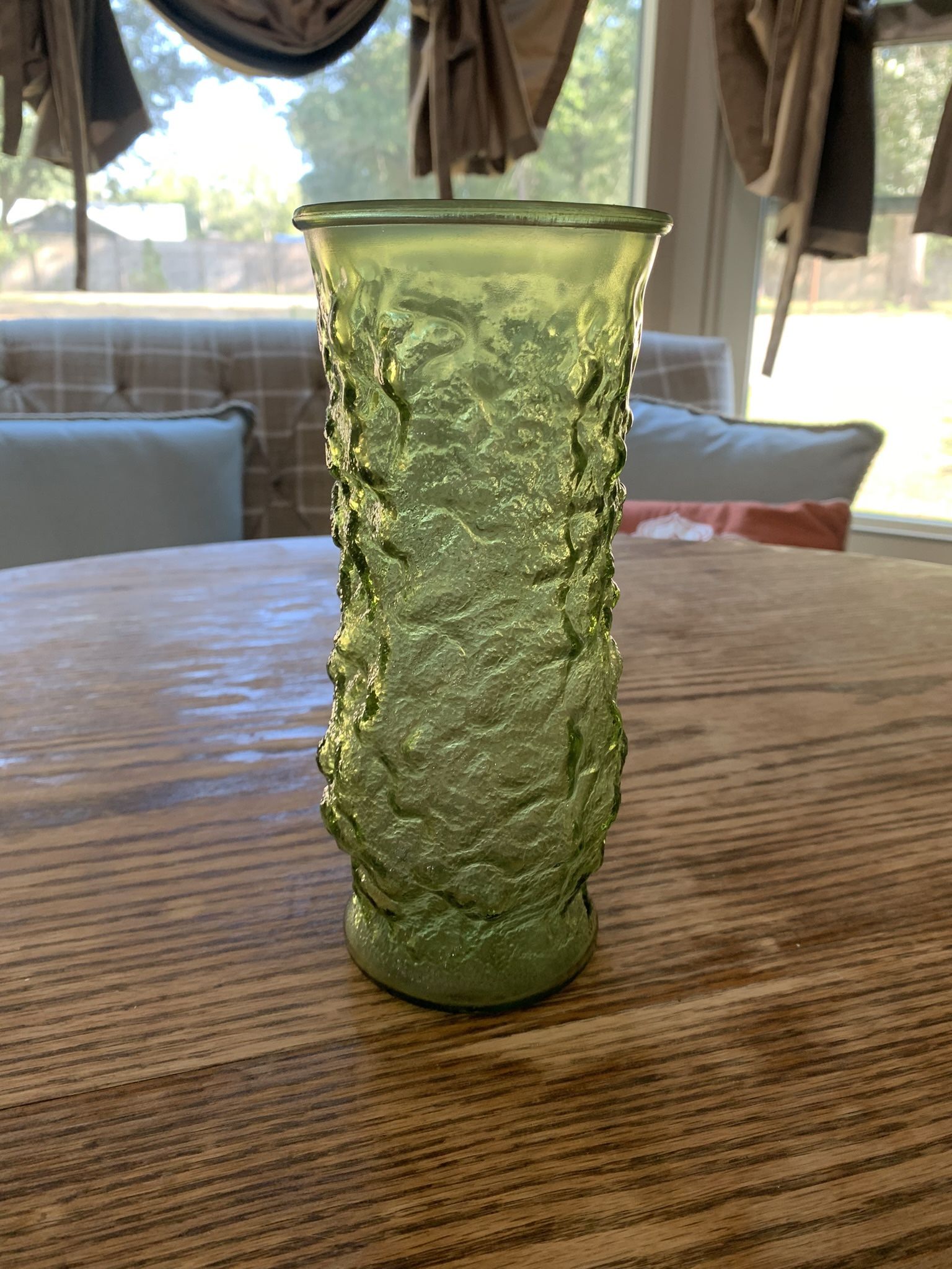 EO Brody Co USA Green Vintage Glass Textured Display Floral Vase