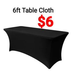 6ft Stretch Black Spandex Table Cloth for Standard Folding Tables Universal Rectangular Fitted Tablecloth Protector for Wedding, Trade Show, Party Etc
