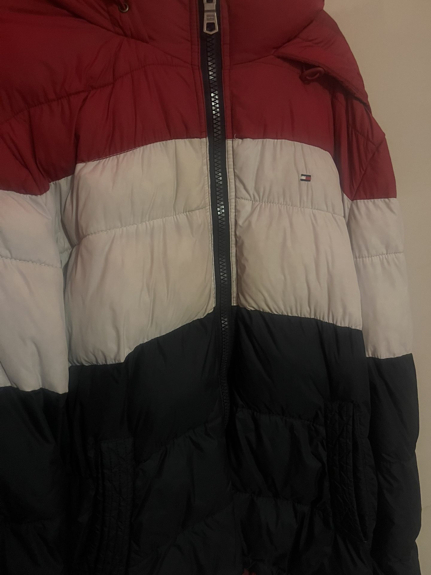 Tommy Hilfiger, Red White and Navy Blue Puffer Jacket/coat Size- XL