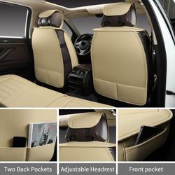 Car Seat Covers 5 Seats Full Set, Waterproof Napa Leather#1234QUPS3
