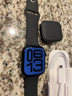 Brand New Apple Watch Series 10 GPS 46mm Jet Black Aluminum With Black Sport Band  With Charger