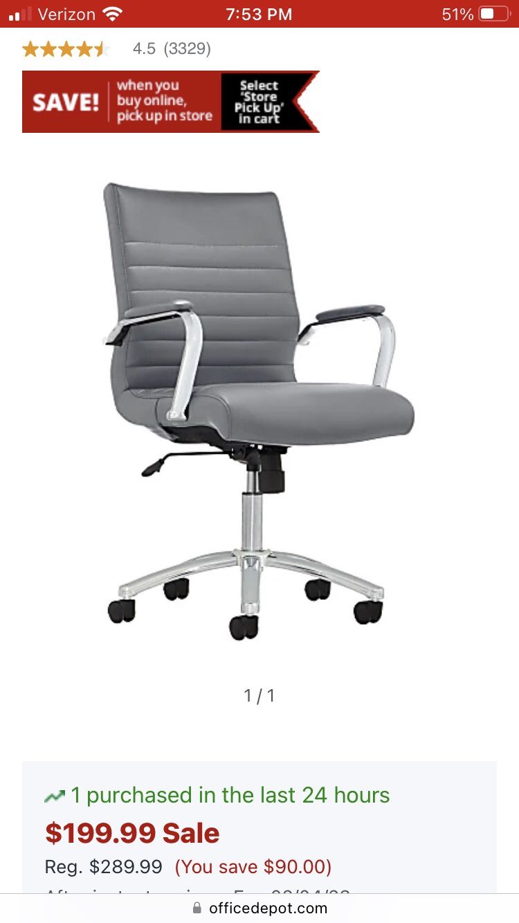 Realspace Modern Comfort Winsley Leather Office Chair for Sale in