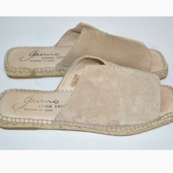 GAIMO TAN LEATHER/SUEDE SLIDE ON ESPADRILLES MULES 
 SZ 40/9