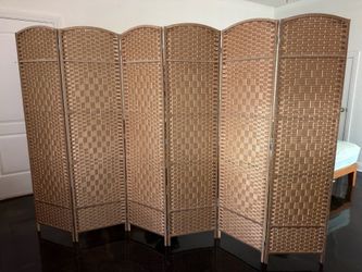 6-panel folding room divider (light beige)