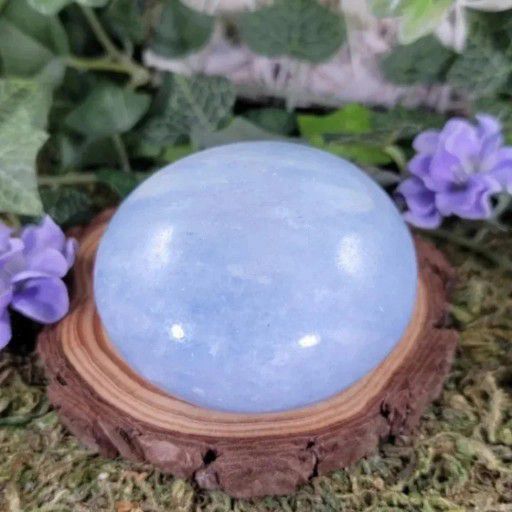 Blue Celestite Crystal Palm Stone, Worry Stone #4