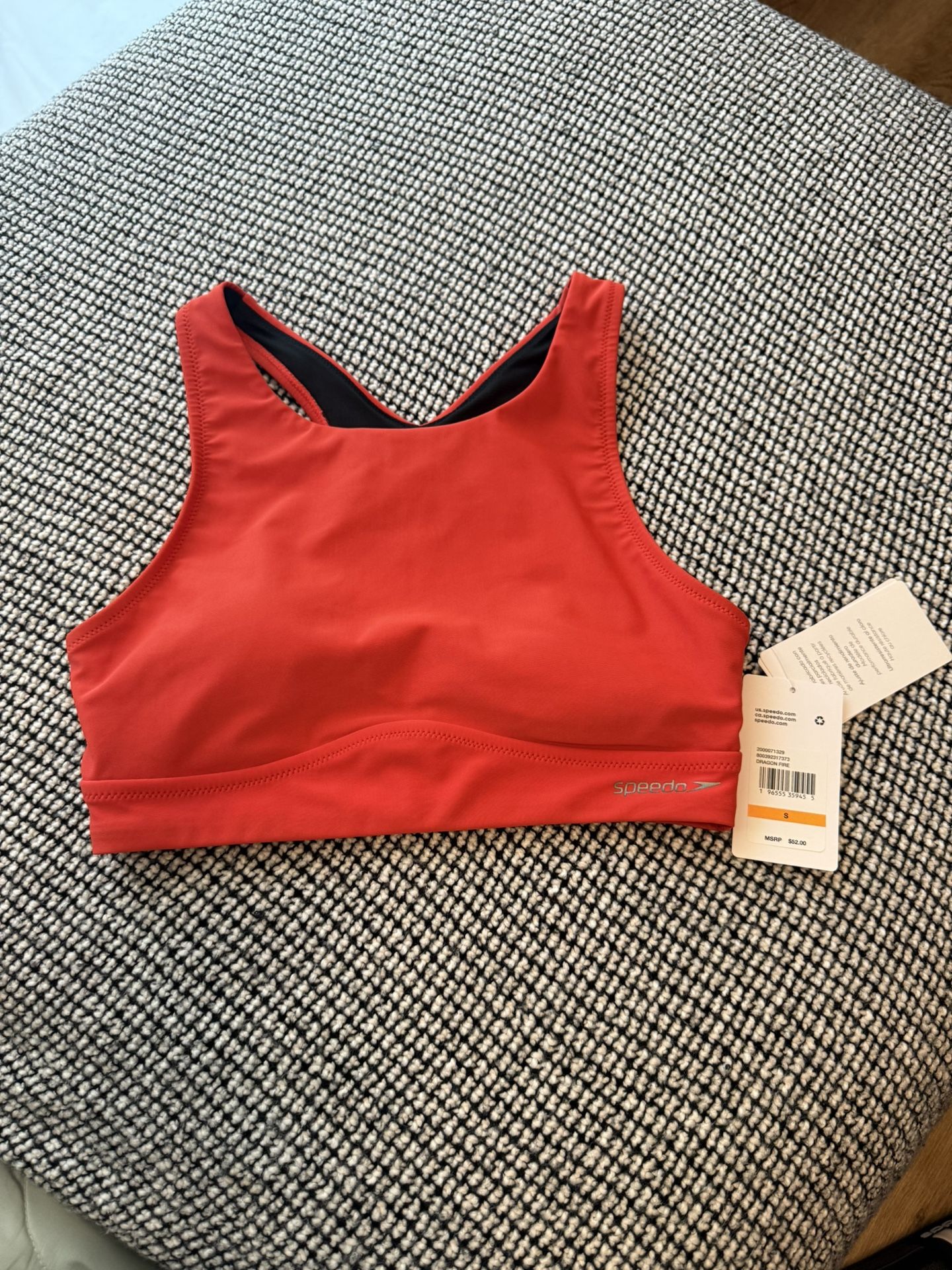 Speedo Women's Solid Highneck Top with Mesh Red