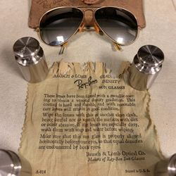 Vintage Bausch and Lomb Ray Ban Aviator Gold Sunglasses Rare