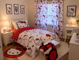 Hello kitty curtains and rug