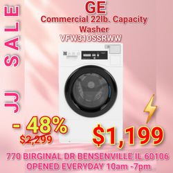 🫧New GE Commercial 22lb. Capacity Washer VFW310SSRWW
