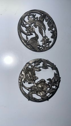 Vintage Rawcliffe Pewter Top Lids Rose & Hummingbird 