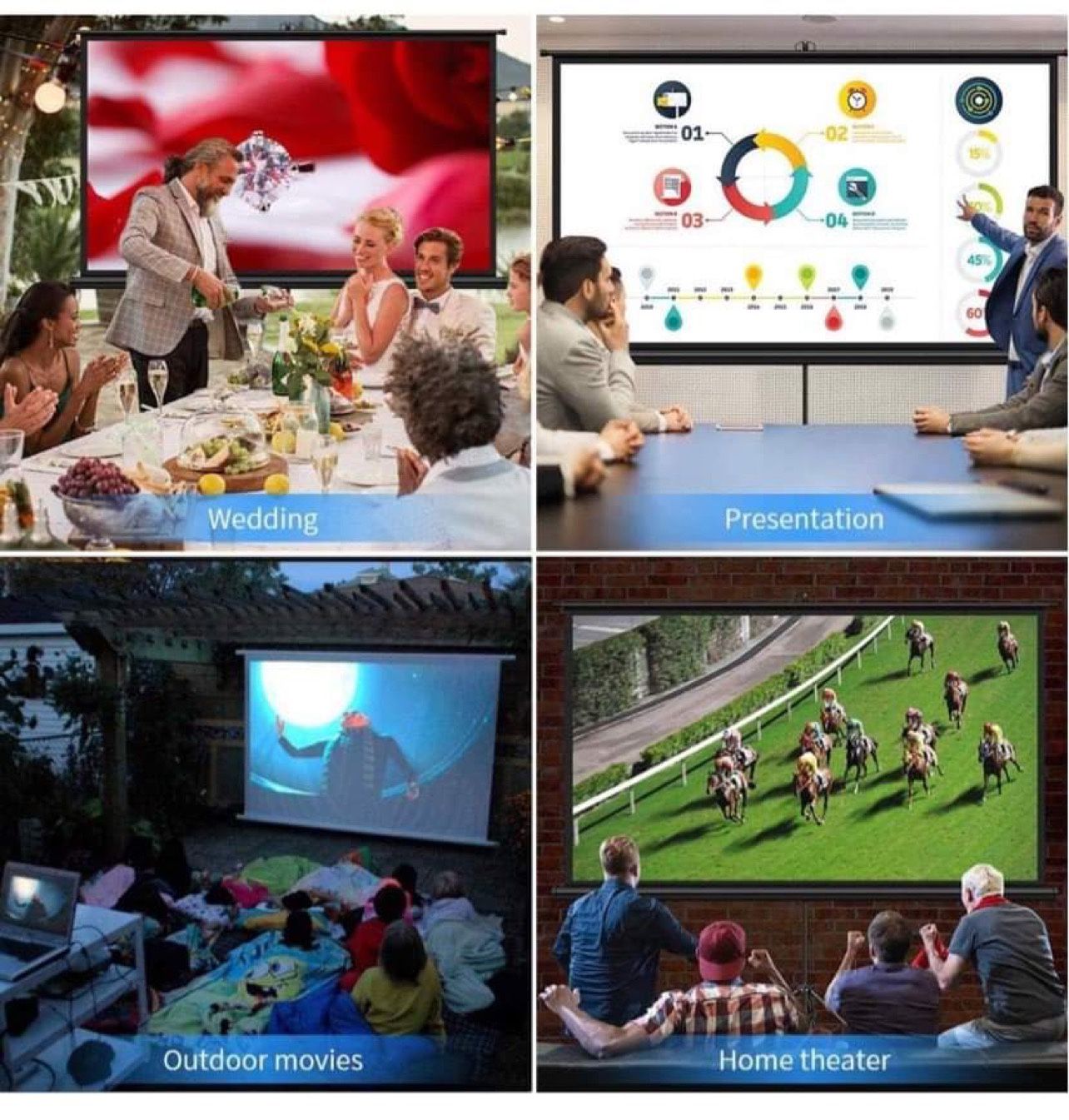 Projector Screen with Stand, Indoor Outdoor PVC Projection Screen 4K HD 100'' 16: 9 Wrinkle-Free Design(Easy to Clean, 1.1Gain, 160° Viewing Angle & I