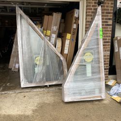New Pella windows , trapeze , putty exterior , 35 by 79 and 44 by 79 , 6 9/16 jamb