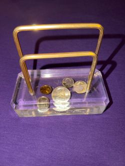 Acrylic Coin Display Stand with Gold Frame