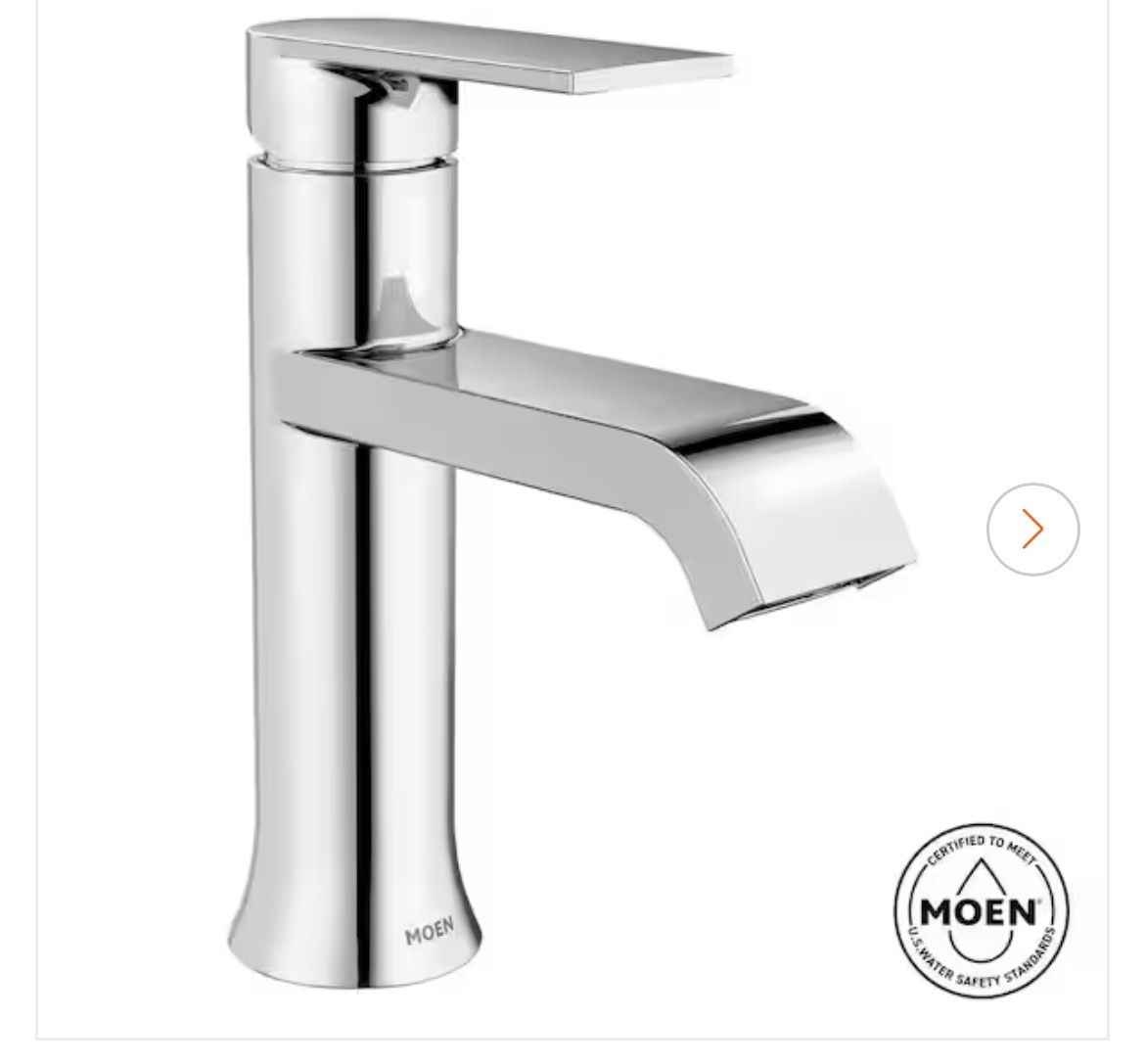 MOEN Genta Single Handle Single Hole Bathroom Faucet with Drain Kit Included in Chrome