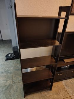 Dark Brown Wood 5-Shelf Bookcase