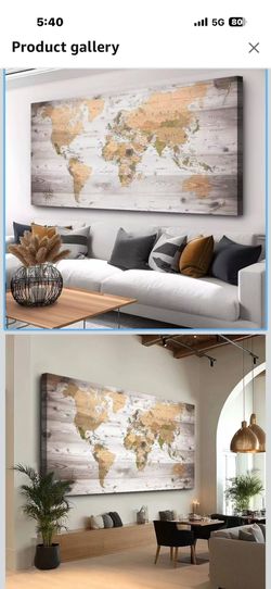 canvas Wall Art 20“x40 lagre map of the world Painting Ready to Hang Framed World Map Artwork Prints for Home