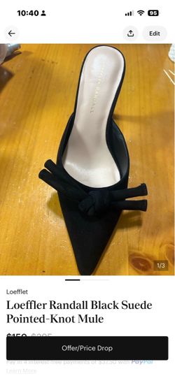 Loeffler Randall Black Suede Pointed-Toe Knot Mule