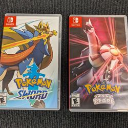 Pokemon Sword and Pokemon Shining Pearl Nintendo Switch Games, CIB, Excellent Condition!