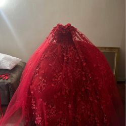 Red Quinceañera Dress/Vestido Rojo De Quinceañera