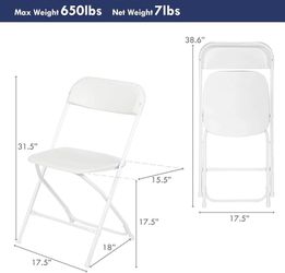AJP Distributors Folding Chair,Comfortable Event Chair with Back,Portable Stackable Commercial Seat for Indoor and Outdoor,Office,Wedding,Party,Picnic