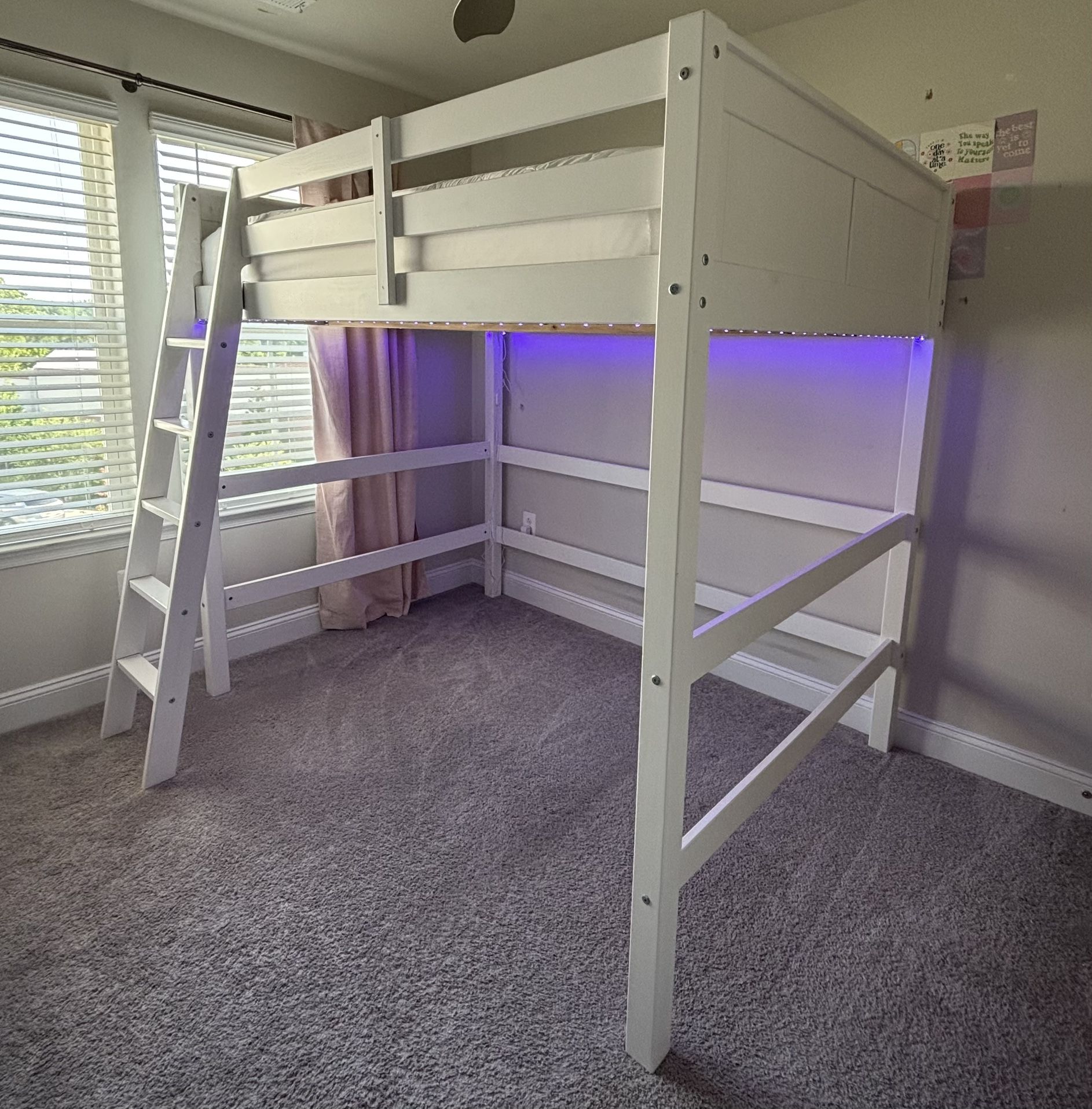 Solid Wood Loft Bunk Bed Full Size White
