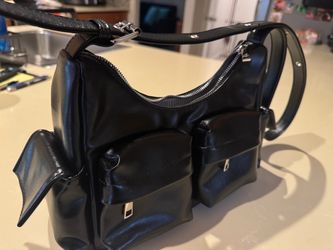 Black Faux Leather Shoulder Bag – New Without Tags
