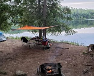 13.5 * 13.5ft Camping Tarp Shelter with Poles Large Tent Tarp Waterproof Rain Fly for Hammock